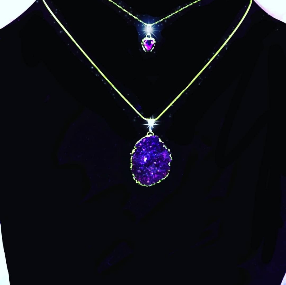 jVc ORIGIANAL 14k DOUBLE CHAIN LINKS WITH AMETHYST